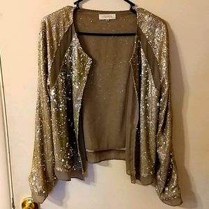 Platinum sequin mini kimono/blazer size M
